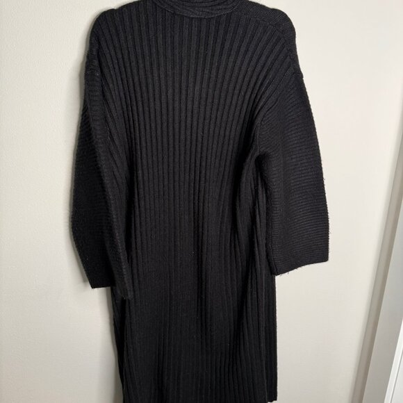 Tocca NY Women's M/L Black Ribbed Knit Duster Cardigan Open Front Long Sleeve - Picture 2 of 3